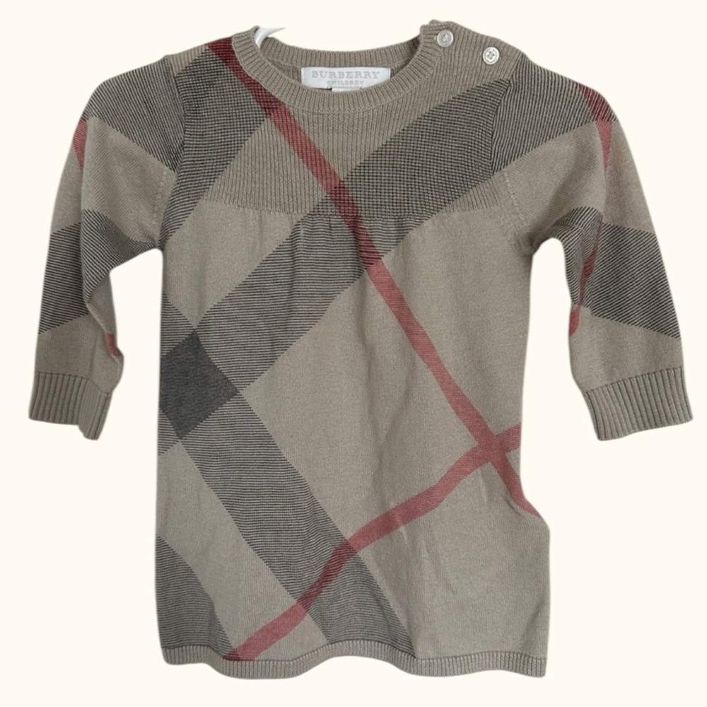 Burberry Children 6M Cashmere Cotton Check Knit Tunic